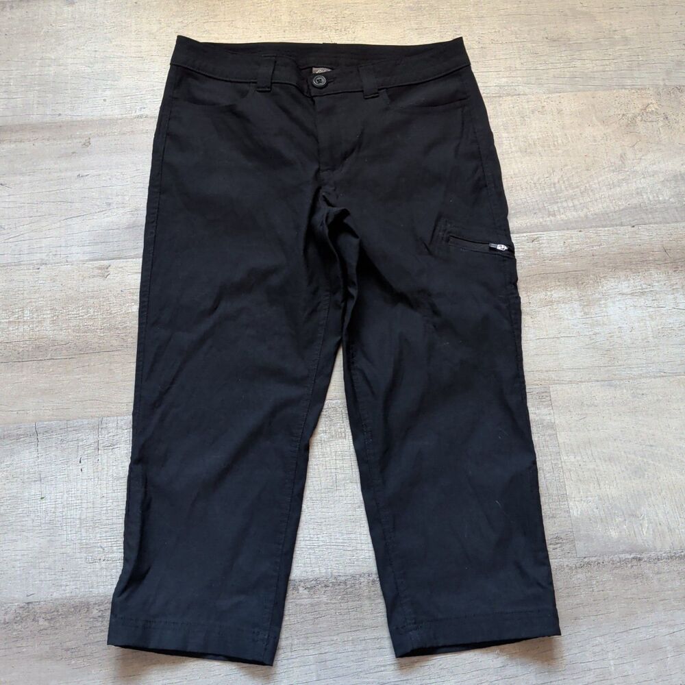 Eddie Bauer Black Travel Hiking Pants Womens Size 6 Cargo Zip Pocket